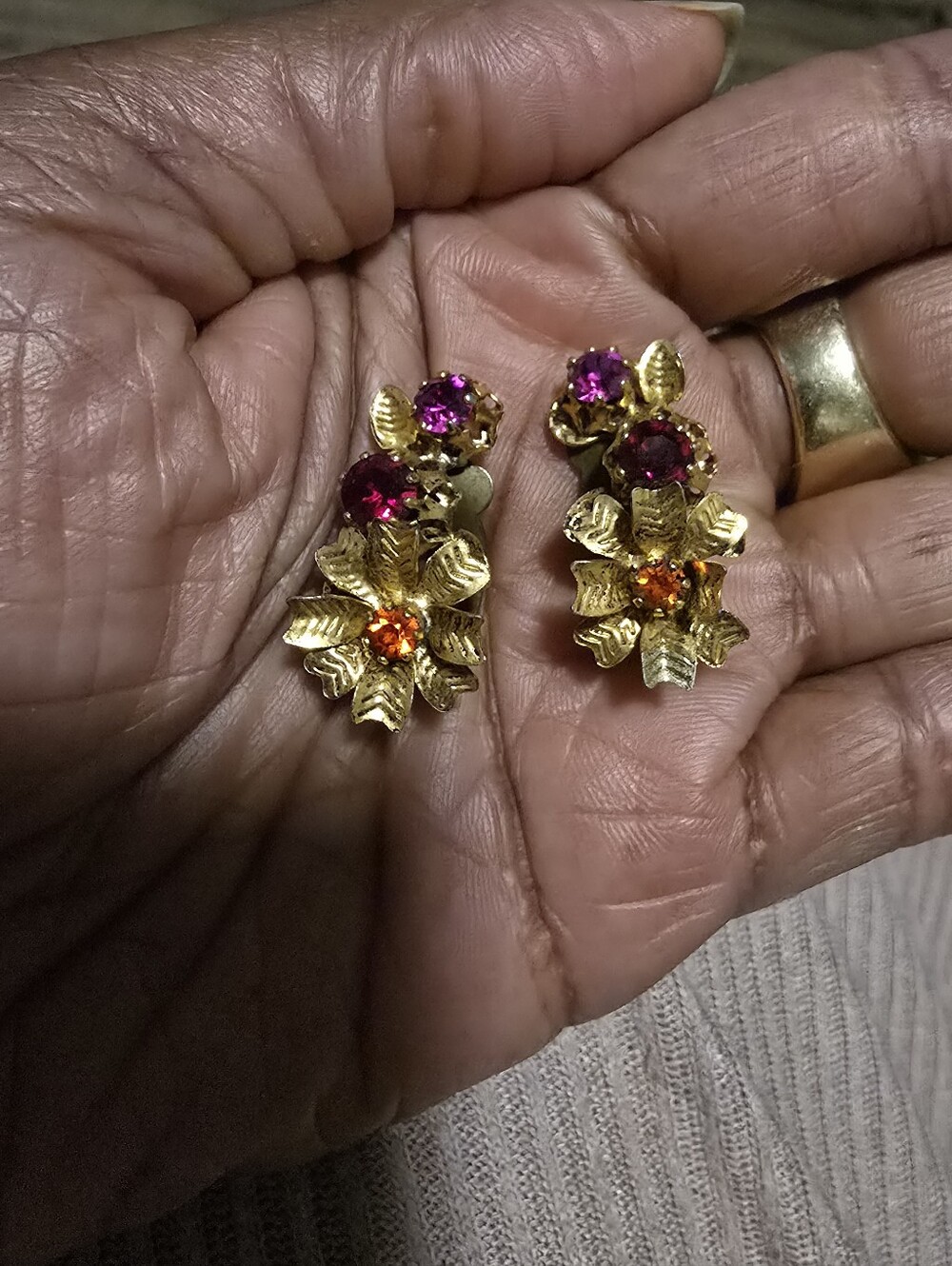 Vintage Gold-Tone Floral Austria Earrings